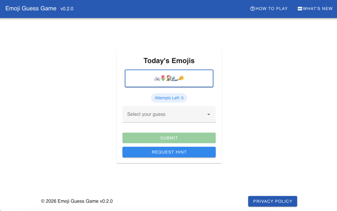 Screenshot of EmojiGuess game